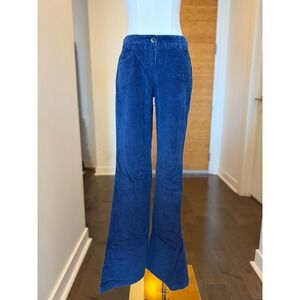 Theory Shimra Stretch Women Blue Velvet Stretch Flare Pants Size 2